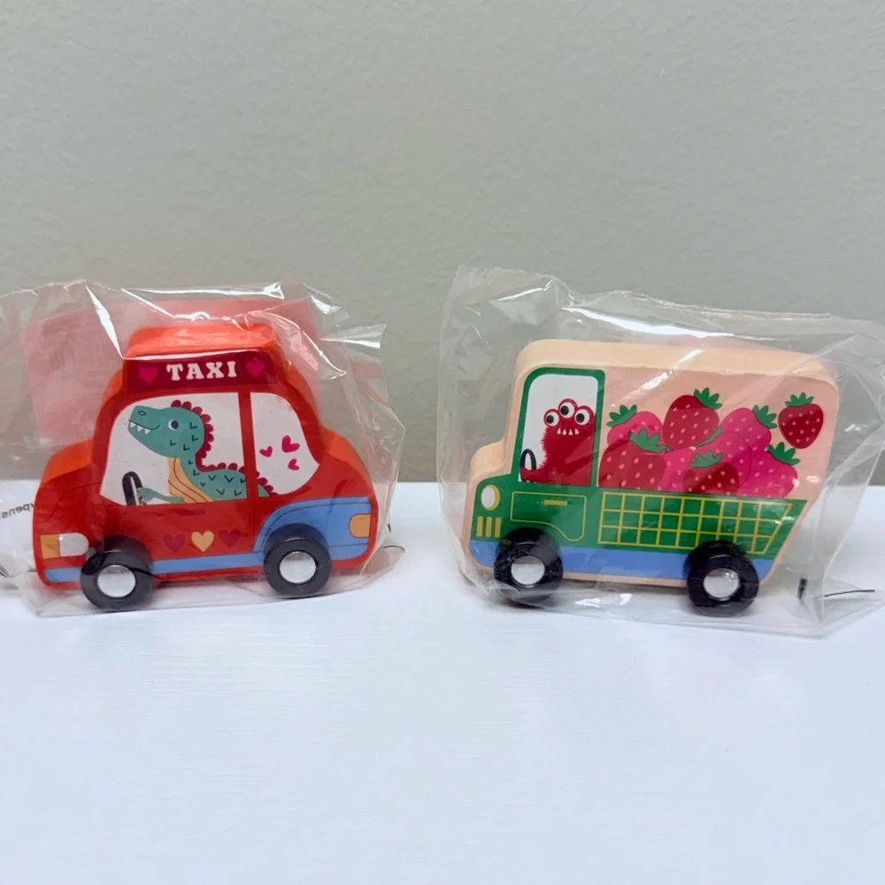 Target Bullseye Playground Wooden Kids Cars Set of 2, Dinosaur & Monster Cars